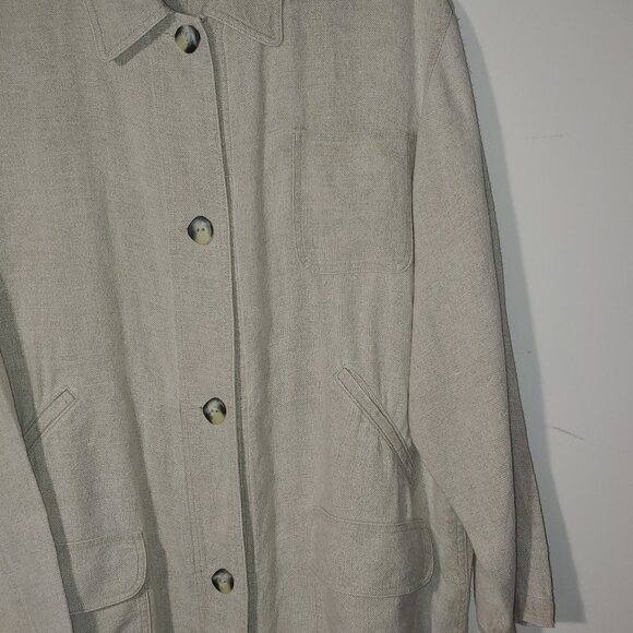 Vintage L.L. Bean 100% Linen Utility Coat Jacket Size XL Regular Cream - Picture 8 of 9